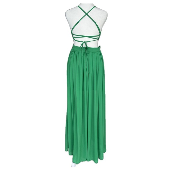 NWOT Papaya Emerald Green Open Back Maxi Dress. Size Small - Picture 4 of 7